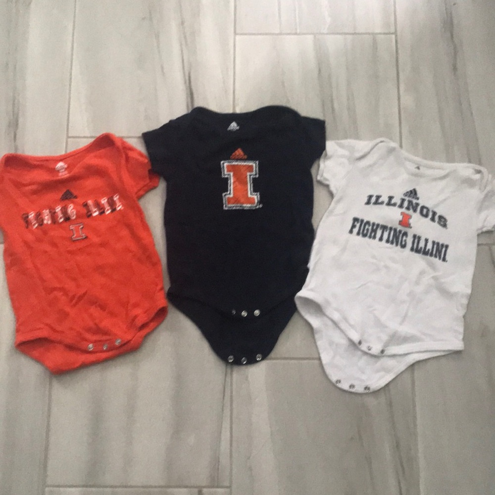 Adidas Illinois fighting Illini 24m onesies lot 3